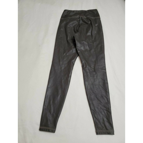 Athleta Faux Leather All Over Gleam Olive Gray Leggings Women's Size XXS EUC - Picture 3 of 9